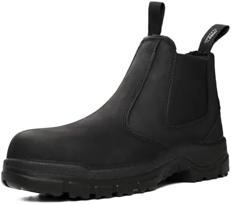 safety loong slip on work boots for men women soft toe chelsea black 10